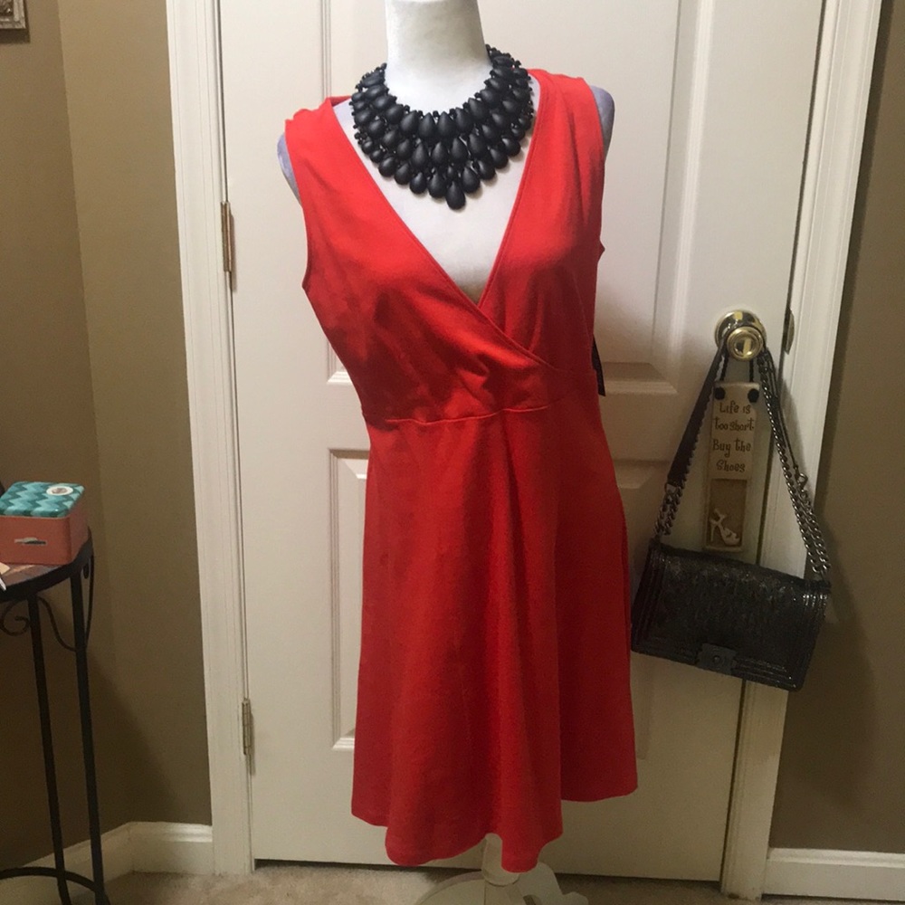 NWT orange faux wrap dress